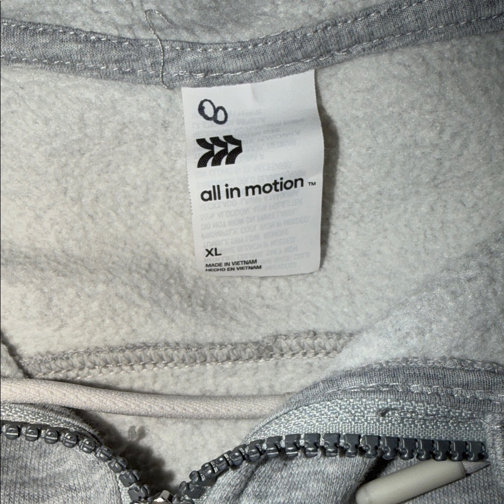 All In Motion Light Gray Zip-Up Hoodie with Drawstring - Picture 6 of 6